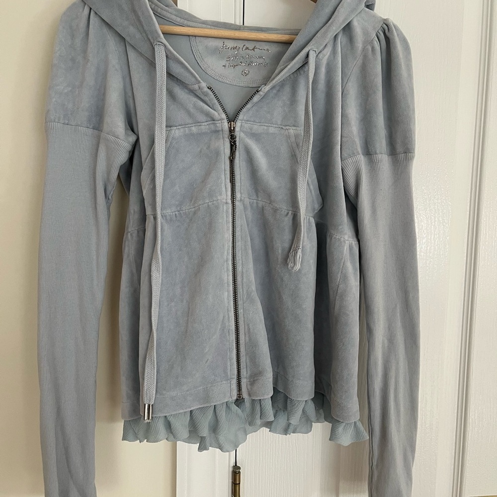 Vintage Juicy Couture Light Blue Hooded Jacket Velvet